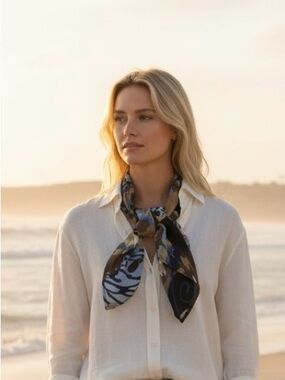 Butterfly Wing Print Neck Scarf - Blue, Brown, Black NWT Wild Rag